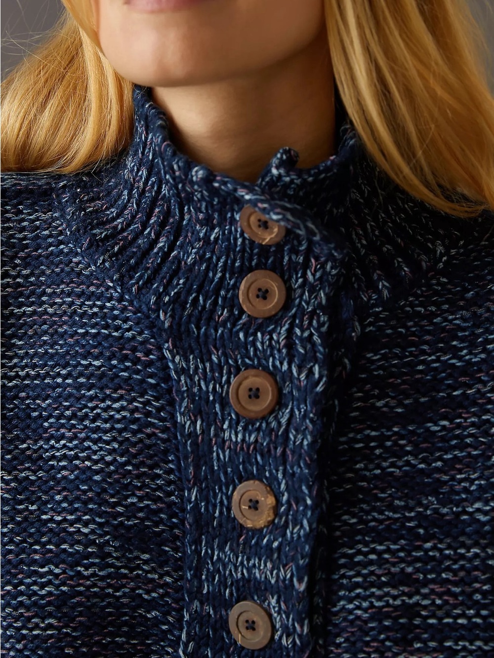 Pilcro Mega Henley Sweater in Navy Size M - Picture 7 of 11